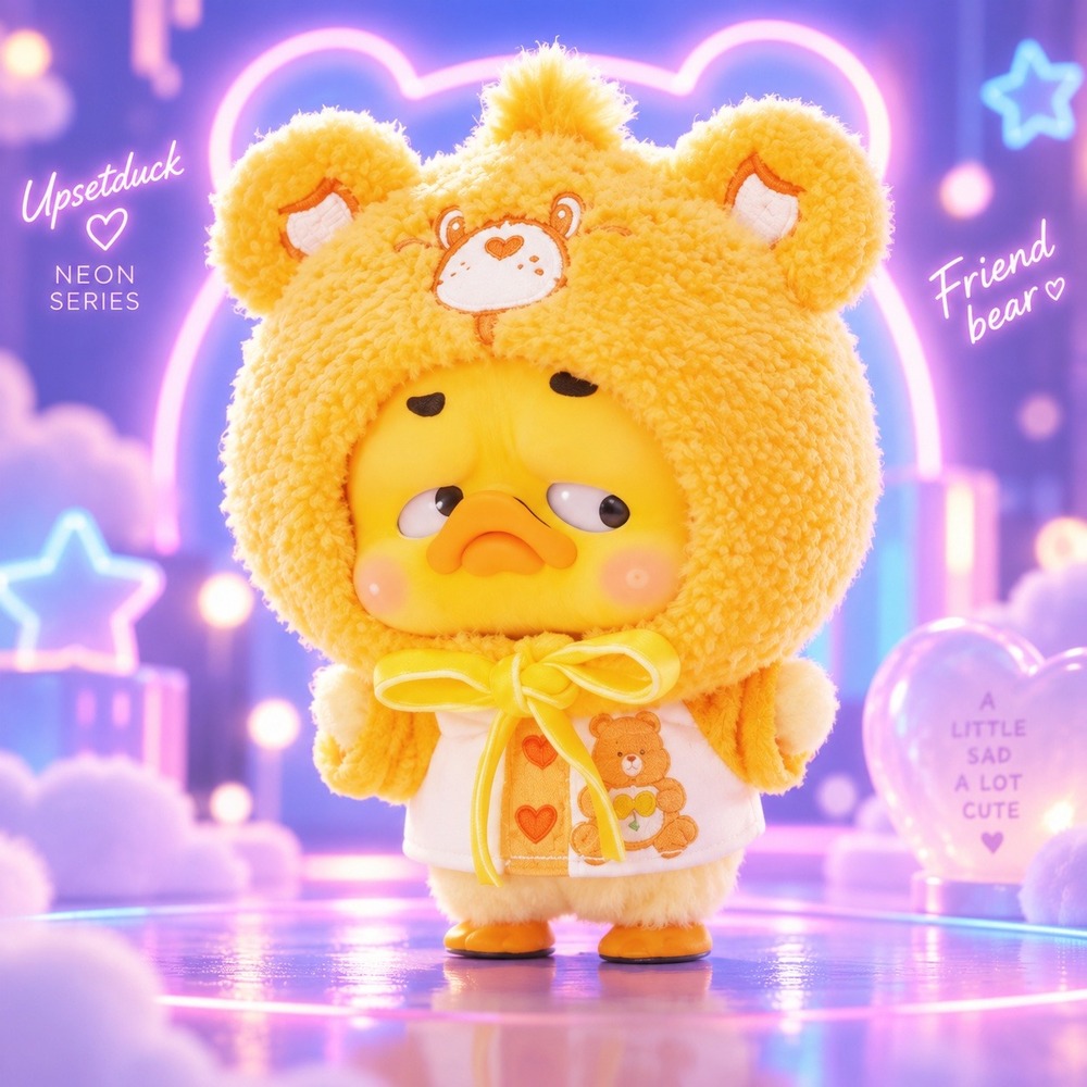 Care Bears UpsetDuck Friend Bear Neon Blind Box Confirmed Orange Plush Keychain